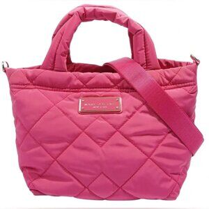 NWOT Marc Jacobs Small Tote Quilted Nylon Peony Pink Crossbody Bag Purse